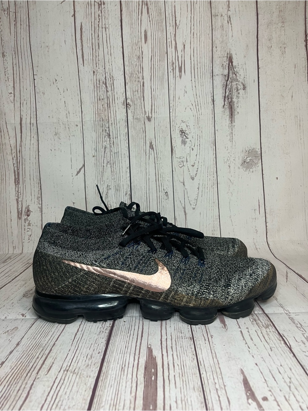 Nike Air Vapormax Flyknit Shoes 849558 010 Black Metallic Explorer Dark Men’s 13